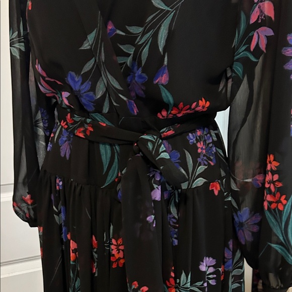 Calvin Klein Black Floral Long Sleeve Dress - Picture 5 of 12